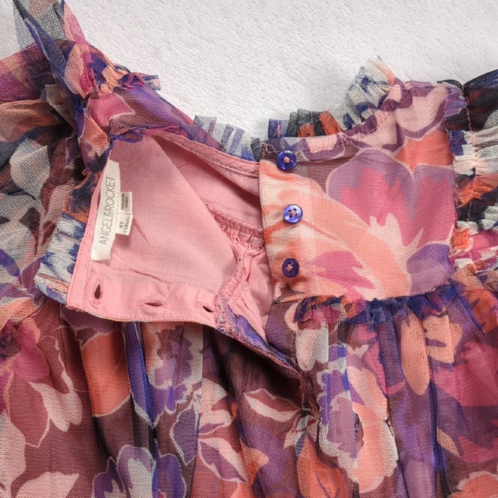 Angel & Rocket Girls Eleanor/Cara Floral Mesh Dress Size 6 (UK) - Picture 5 of 12
